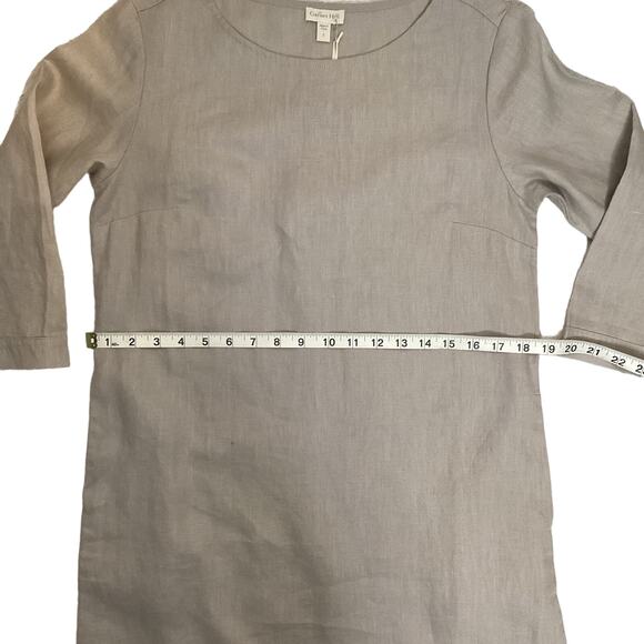 Garnet Hill Essential Three-Quarter-Sleeve Linen Dress Color Stone Size 2 - Picture 9 of 15